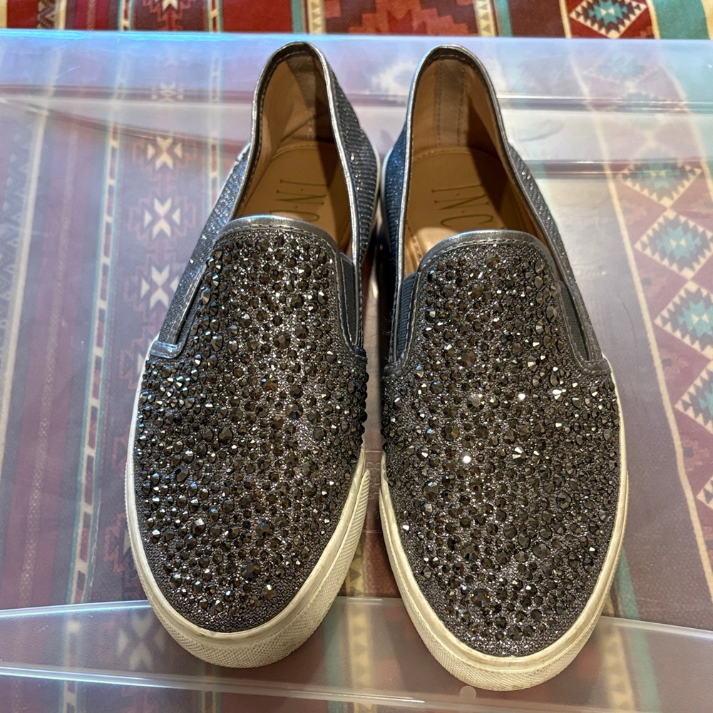 INC International Concepts Gunmetal Crystal Slip-On Sneakers